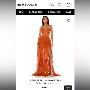 Revolve For Love & Lemons Bustier Gown in Rust - Size Small